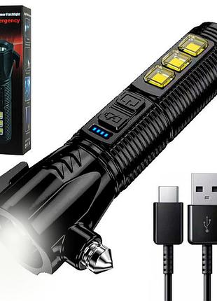 Автомобільний аварійний ліхтарик зі склобоєм та usb, cob-led, 22018