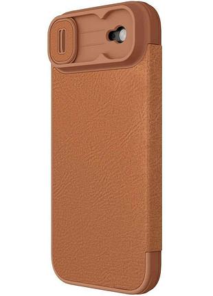Кожаный чехол-книжка nillkin qin pro camshield для apple iphone 17 air (6.5") brown