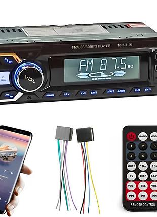 Автомагнітола 1din, з пультом, bluetooth, 2xusb, sd, aux, mp3 3100