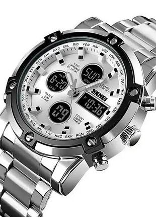 Годинники чоловічі в строгому стилі skmei 1389si silver, оригінальні брендові годинники для чоловіка fw-43