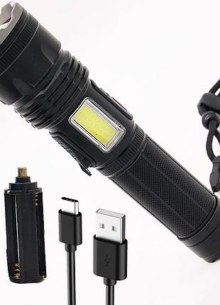 Ручний ліхтар акумуляторний 1200 люмен від батарейок та usb, bl-p21-p50