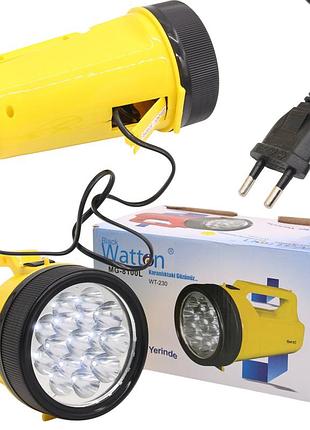 Ручной фонарь на аккумуляторе, led watton mg-8100l, жёлтый