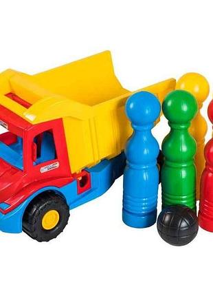 Вантажівка 4*2*26см multi truck з кеглями арт.39220 червоний тм tigres