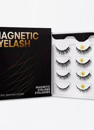 Магнитные ресницы накладные 4 пары + подводка и пинцет magnetic lashes