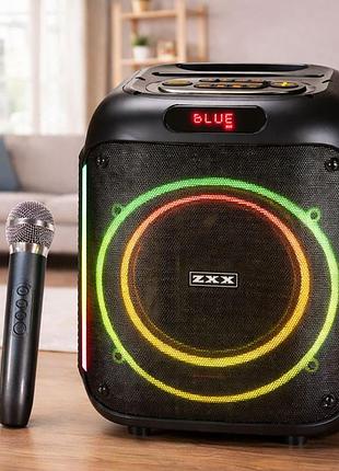 Портативная акустическая колонка с микрофоном, 800вт, bluetooth, zxx-5502