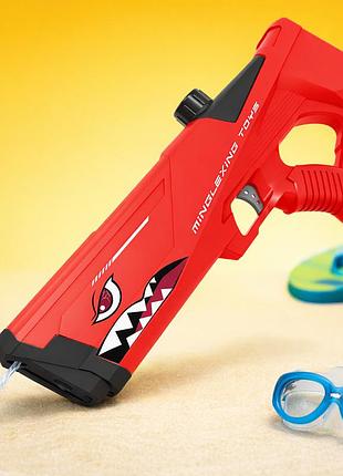 Водяний пістолет дитячий від usb, shark water gun, червоний