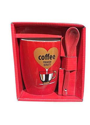 Чашка 340мл фарфор coffe з ложкою в под. коробці zb42-1 тм valentin