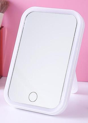 Настольное зеркало с подсветкой, 17х12х7,5см, от usb, белый