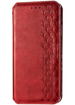 Кожаный чехол-книжка getman cubic (pu) для samsung galaxy a31 красный