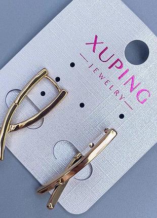 Серьги xuping 27х2,5мм+- позолота 18к