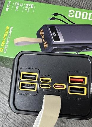 Power bank borofone 100000 mah павербанк dbt35a 22.5w + 4 переходника и фонарик