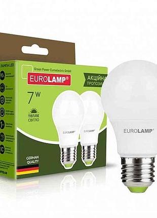 Лампа світлодіодна 7w e27 3000k a60 серія еко акція 11 набір (50) тм eurolamp