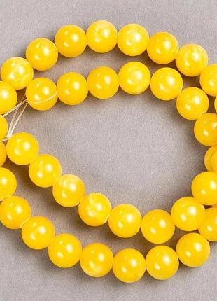 Намистини на волосіні цитрин (іміт. акрил) гладка кулька d-10.5мм+- l-40см+-