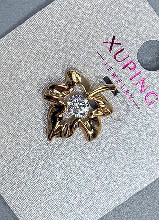 Кулон xuping "лист" з білим кристалом d-16мм+ - l-19мм+- позолота 18к