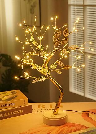 Настольный светильник от usb, 50 см, 36 led, дерево бонсай, diy auelife, теплый белый