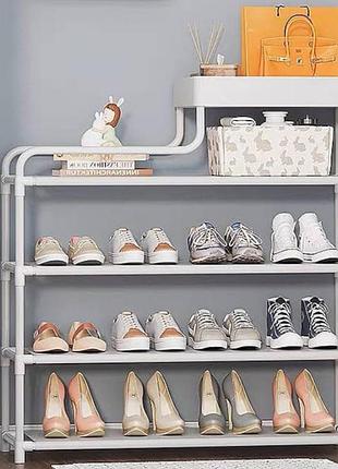 Полиця для взуття на 4 полиці, 78,5х21х54см, clothes rack, біла
