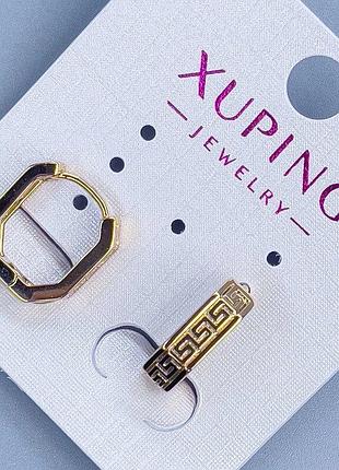 Серьги xuping 14х4мм+- позолота 18к