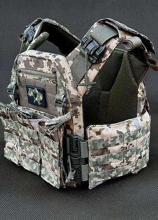 Плитоноска швидкого скидання gen.9 + тройний підсумок для ак/ar та шеврон піксель