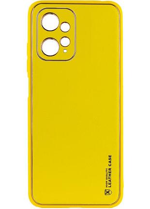 Шкіряний чохол xshield для xiaomi redmi note 12 4g жовтий / yellow