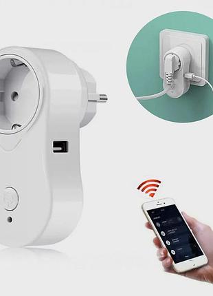 Смарт розетка wi fi socket (smart life) + usb біла