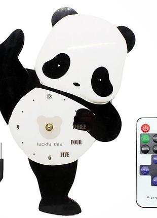 Настенные часы с подсветкой, от usb и батарейки, "панда"