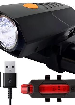 Фара на велосипед + задний стоп bsk-178-1-xpg, от usb