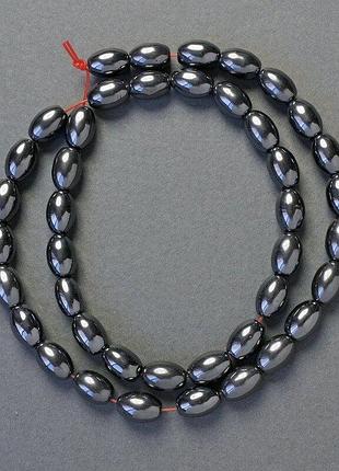 Бусины гематит овал цвет черный d-10х6мм+- l-41см+- низка