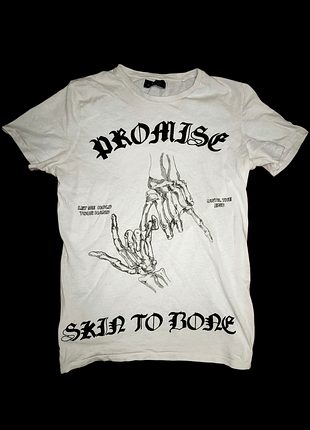 Bershka стильна футболка з принтом скелетів "promise - skin to bone" 🔥
