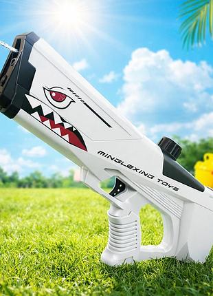 Водяний пістолет дитячий від usb, shark water gun, білий