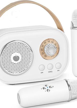 Детское караоке с 2 микрофонами, bluetooth, белый