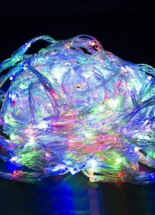 Гирлянда нить от сети на 5м, 80led, прозрачный провод, разноцветная