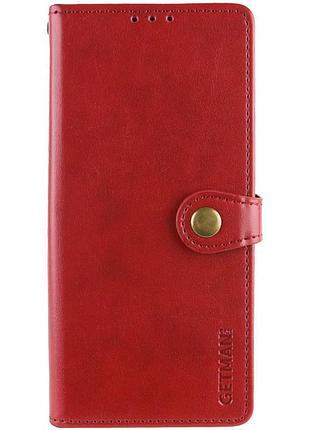 Кожаный чехол-книжка getman gallant (pu) для motorola moto e13 красный
