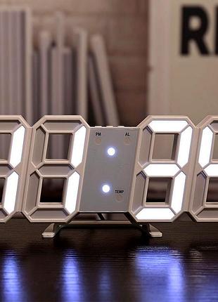 Електронні настільні led-годинники з будильником та термометром ly-1089, білі цифри