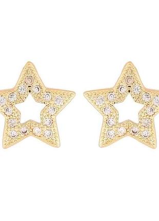 Серьги пусеты ml 18k звезды с кристаллами 303589 тм xuping