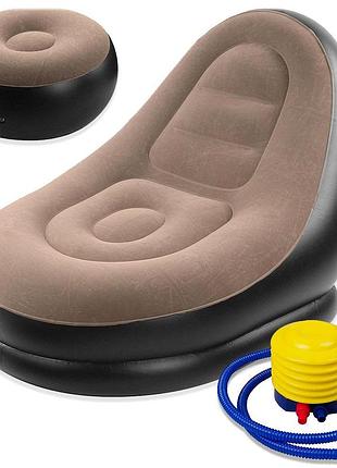 Надувной диван с пуфом и насосом 116х98х83см, air sofa