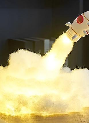 Світлодіодний нічник астронавт на ракеті 21см, від usb, flying astronaut