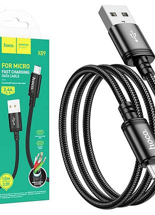 Кабель usb - micro usb, 1м, 2,4а, hoco x89, черный