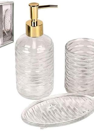 Набір для ванної transparent 3пр/наб 24*18.5*8см r99039 тм stenson