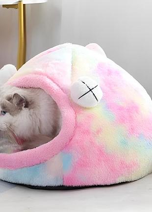 Будиночок лежанка для котів та собак рибка з подушкою, 40x30 см