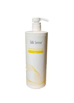 Шампунь-бальзам 1л 2 в 1 тм silk sense