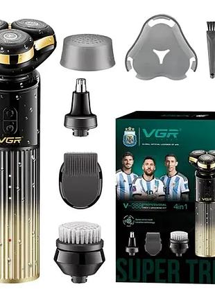 Акумуляторна електробритва, 3 насадки, usb, vgr 388
