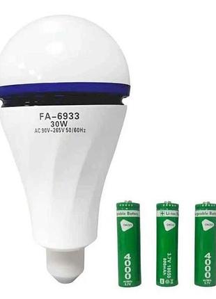 Акумуляторна лампа 30w 6800k-7300k з трьома змінними акумуляторами e27 fa-6933 тм китай