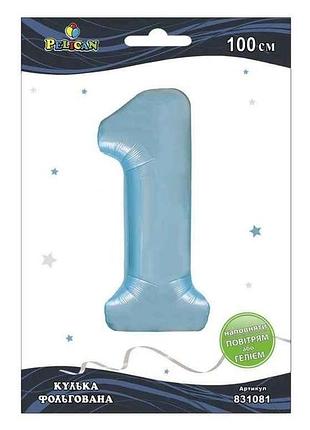 Шарик фольгированная цифра 40 (100 см) 1 голубая baby blue тм pelican