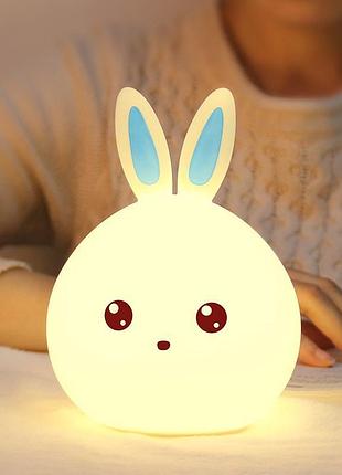 Силиконовый детский ночник зайчик rabbit soft touch, 7 режимов
