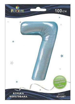 Шарик фольгированная цифра 40 (100 см) 7 голубая baby blue тм pelican