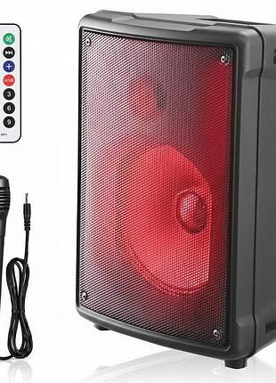 Портативна колонка музична, bluetooth, 8", rgb led + мікрофон та пульт, rx-8133