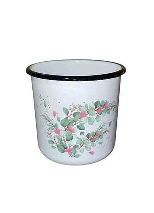 Кружка ем. 1л /2 без кришки евкаліпт (біла) (i0107/2) тм idilia