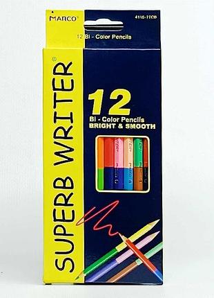 Карандаши marco superb writer 12 цветов двусторонние 4110-12cb