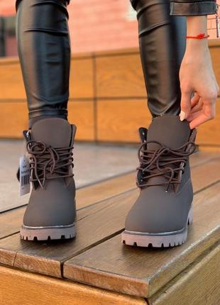 Розпродаж! timberlands brown fur (хутро) жіночі зимові черевики коричневого кольору