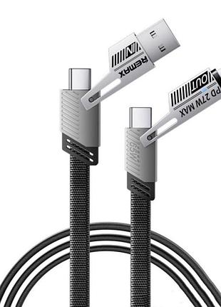 Кабель remax rc-c189 usb/type-c - ip/type-c pd65w (3.25a) 1м нейлоновый для быстрой зарядки ноутбука и передачи данных black